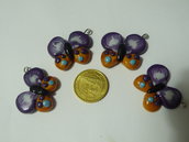 4 Mini Charms Farfalle Viola Oro