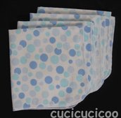 4 fazzoletti lavabili (pois celeste) / set of 4 cloth handkerchiefs – hankies (blue dots)