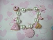 Pink multicharms bracelet-7pendants