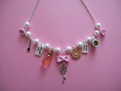 Alice in wonderland necklace-pink