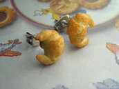 Orecchini lobo perno cornetto colazione croissant miniature