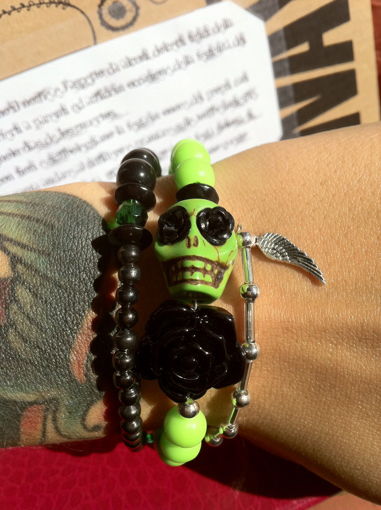 Bracciale Teschio di Zucchero (Sugar skull) rosso/nero! VENDUTO - G