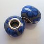 2 rondelle fimo fiorellini azzurri grigio compatibili bracciali Pandora trollbeads