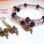 Bracciale rigido fata fatina mezzi cristalli argento ametista viola + orecchini