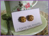 Orecchini Cookies biscotto cioccolato cookies fimo cernit perno lobo