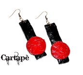 Red and black- paper mache earrings