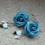 Orecchini Pendenti In Argento Sterling Con Cristallo Blu A Goccia - Chiusura A Leva
