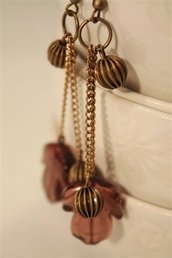 Acorns Earrings - Orecchini in bronzo con foglie in vetro 