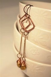 Squared Earrings Drops - Orecchini con gocce ambra