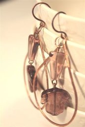 Drops and Leaves Earrings copper- Orecchini con gocce in rame e foglie