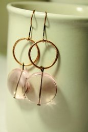Earrings in Light Pink  - Orecchini con perle a disco in vetro Murano