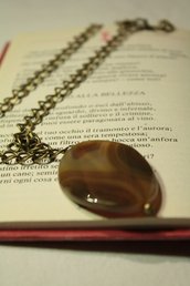 Gemstone Necklace - Collana catena in bronzo con pietra dura