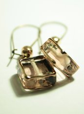 Cipria Earrings - Orecchini con quadrato in vetro e pepite in Oro rosa