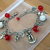 Bracciale "San Valentine" rosso, bianco, agata, cristalli, argento, cuore, lucchetto, chiave