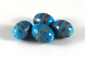 Lotto 2 perle in ceramica azzurre bronzo 2 cm