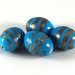 Lotto 2 perle in ceramica azzurre bronzo 2 cm
