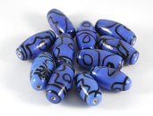 Lotto 2 perle in ceramica blu cobalto nere 3 cm