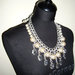 Collana argento perle crema e cristalli - Bridal or Gala a Vintage Crystals Swaroski Rhineston and Pearls Silver chain OOAK Necklace