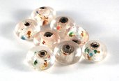 Lotto 2 perle in vetro sfera schiacciata 1,8 cm argento