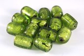 Lotto 13 perle forme varie verdi vetro di murano 2 cm