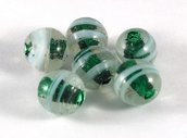 Lotto 2 perle sfera verdi vetro di murano 1,5 cm