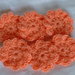 6 fiori all'uncinetto,di lana arancio.  6 crocheted flowers,in orange wool yarn,supplies