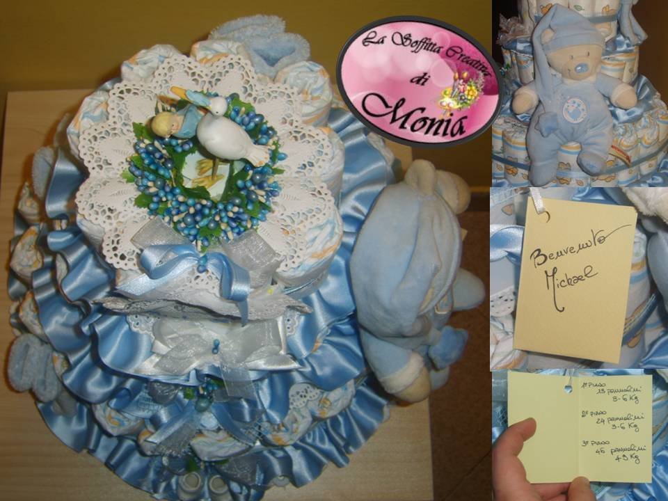 Torta Pannolino A Forma Di Lumaca - Regalo Originale Per Neonato Con Accessori - Foto 6