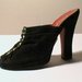 BLACK VELOUR MULES (SABOT) - SIZE 5.5 - '70 - MADE IN ITALY - NEW AND NEVER WORN