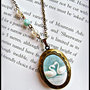 SWANS CAMMEO  VINTAGE VICTORIAN LOCKET-CIONDOLO PORTAFOTO CON CAMMEO CIGNI VINTAGE VITTORIANO