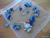 Hello Kitty "In Blue" bracciale argento lucite blu azzuro righe ciondolo 