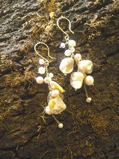 Cluster earrings...a cascade of pearls and mother of pearl chips