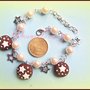 Bracciale in fimo - pan di stelle con perle bianche - handmade polymer clay bracelet