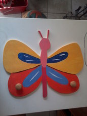 Appendiabiti/attaccapanni per bambina, farfalla, fatto e dipinto a mano