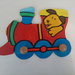Appendiabiti/attaccapanni per bambino, treno in legno, fatto e dipinto a mano