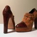 BROWN SUEDE AND PYTHON WEDGES (PLATEAU) - SIZE 6.5 - '70 - MADE IN ITALY - NEW AND NEVER WORN