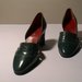 GREEN KIDSKIN HEELED SHOES - SIZE 6.5 - '70 - MADE IN ITALY - NEW AND NEVER WORN