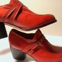 ORANGE-RED CALF HEELED SHOES - SIZE 5,5 - '70 - MADE IN ITALY - NEW AND NEVER WORN