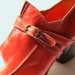 ORANGE-RED CALF HEELED SHOES - SIZE 5,5 - '70 - MADE IN ITALY - NEW AND NEVER WORN