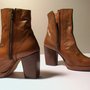 BROWN KIDSKIN LOW BOOTS (TRONCHETTO) - SIZE 6.5 - '70 - MADE IN ITALY - NEW AND NEVER WORN