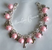 Braccialetto Charms con Perle Rosa