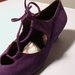  PURPLE SUEDE LOW HEELED SHOES - SIZE 6.5 - '80 - MADE IN ITALY - NEW AND NEVER WORN