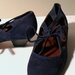MIDNIGHT BLUE SUEDE LOW HEELED SHOES - SIZE 6.5 - '80 - MADE IN ITALY - NEW AND NEVER WORN