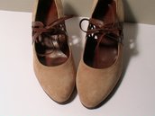  	SUEDE HEELED SHOES - SIZE 6.5 - '80 - MADE IN ITALY - NEW AND NEVER WORN
