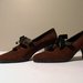 BROWN SUEDE HEELED SHOES - SIZE 6.5 - '80 - MADE IN ITALY - NEW AND NEVER WORN