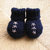 Newborn Blue Booties with Tiny Embroidered Flowers