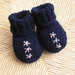 Newborn Blue Booties with Tiny Embroidered Flowers
