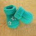 Newborn Aqua Booties with Little Embroidered Stars