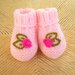 Newborn Pink Booties with Embroidered Fuchsia Rosettes