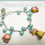 Bracciale "Micetta Briciola" gatto fimo cernit perle beige idea regalo natale.