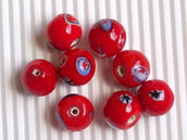 8 perle rosse in ceramica 11mm vend.